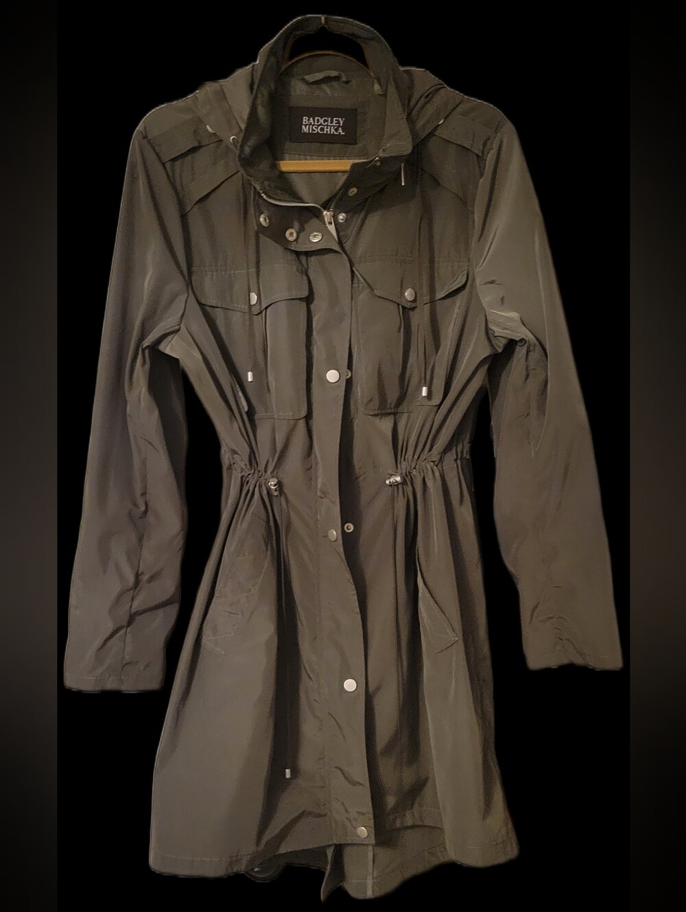 Badgley Mischka Women's Olive Hooded Anorak Jacket